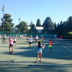 Campers in morning action footwork practice